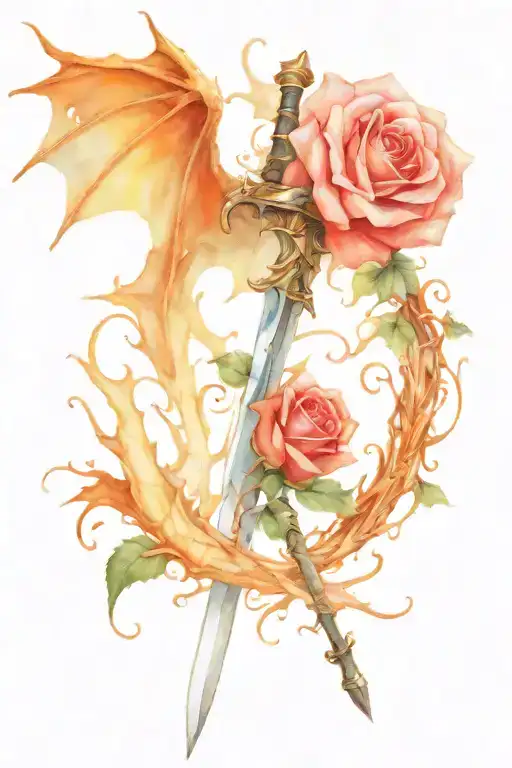 Sword Dragon And Rose