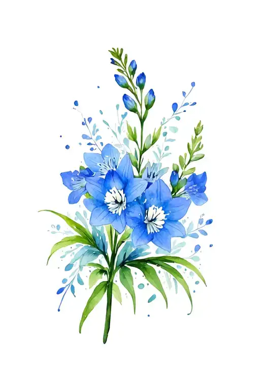 Blue Delphinium Flowers Symbolizing Strength