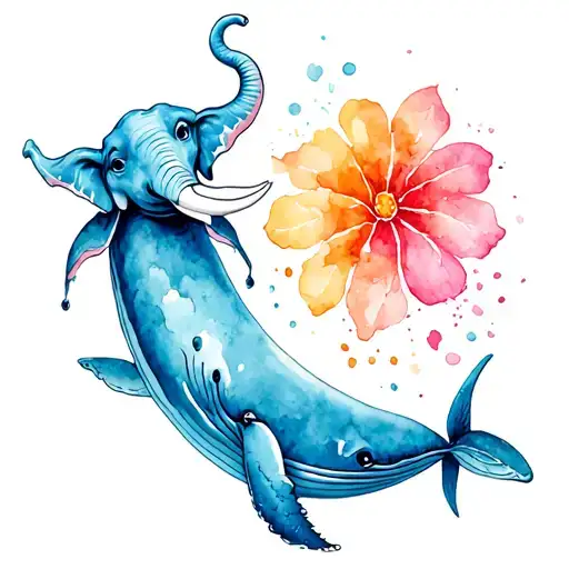 Blue And Elephant Whale With Cornillos