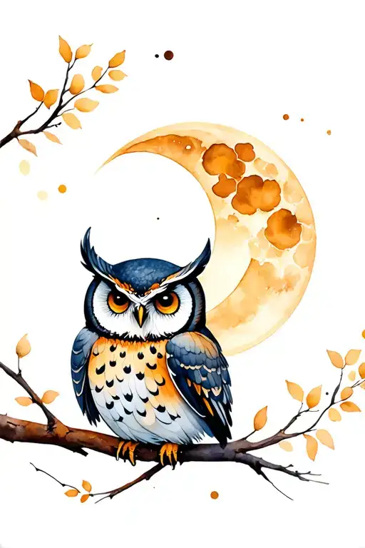 Owl Moon Tattoo Design