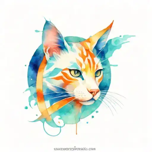 Spiritual Cat With Ancient Runes Art Noveau