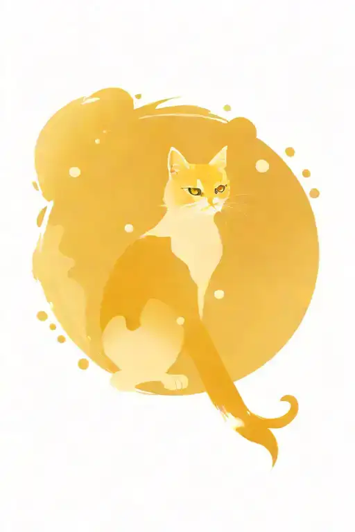 Cat With Butterfly And Moon