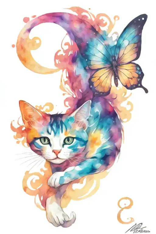 Cat Butterfly Moon
