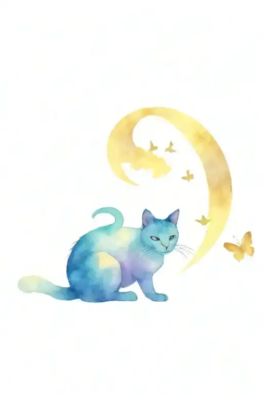 Cat Butterfly Moon