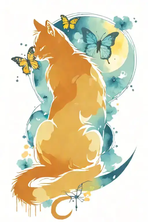 Cat Butterfly Moon