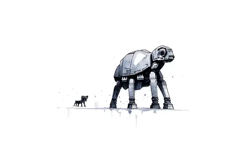 Star Wars At At In The Background Black And White