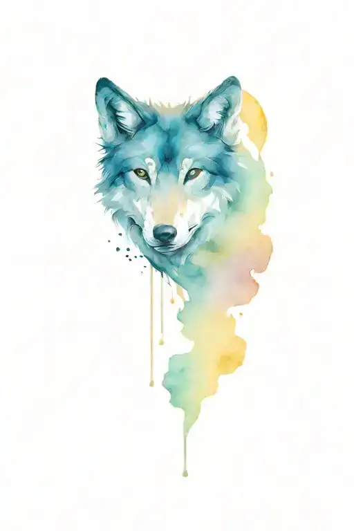 Wolf And Moon Merging Together