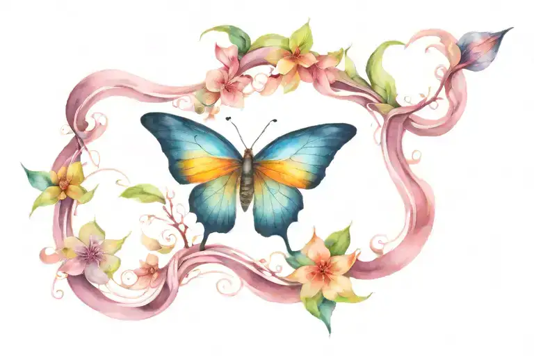 Butterfly And Coi Fish