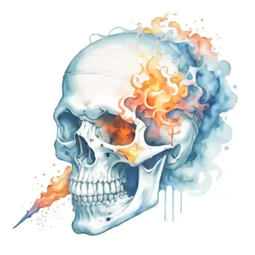 Skull Breathing Fire From Its Mouth And Wearing A Cap