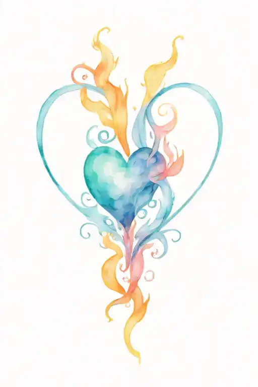 Fire & Water Heart Intertwined