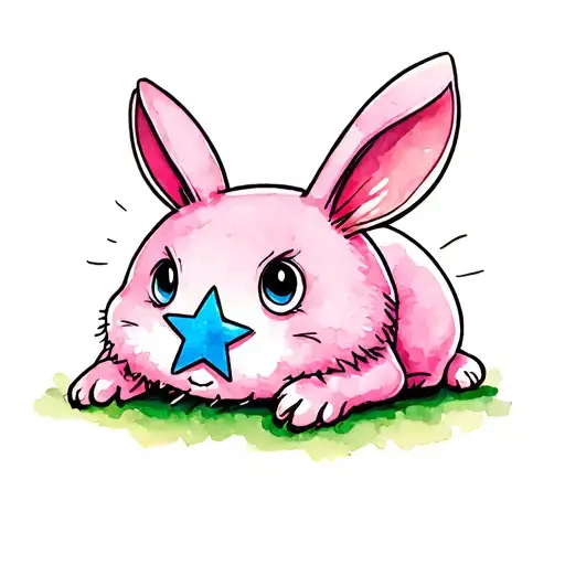 Nasty Pink Bunny With Blue Star