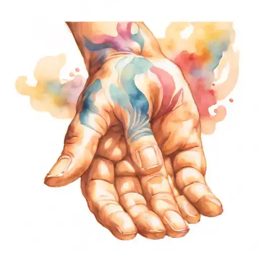 Colorful Male Hand Tattoo Design
