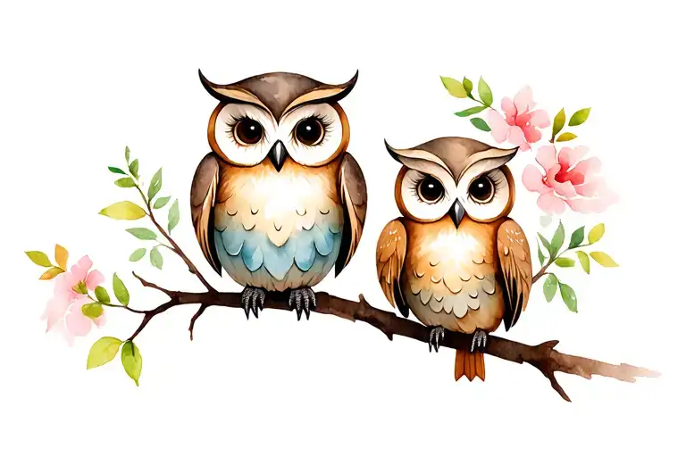 Mom Owl And Baby Owl