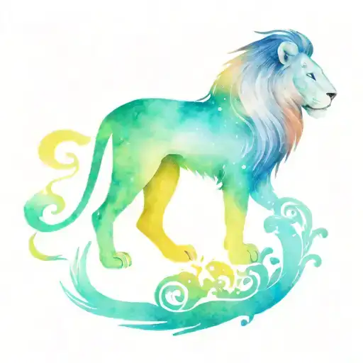 One Lion And Virgo Zodiac Sign With Color