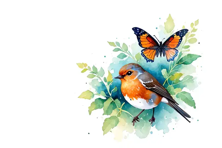 Robin And Butterfly