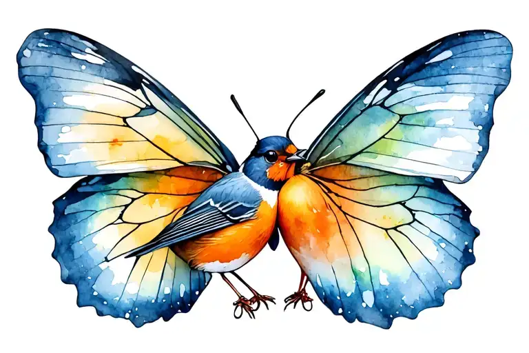 Colourful Robin And Butterfly