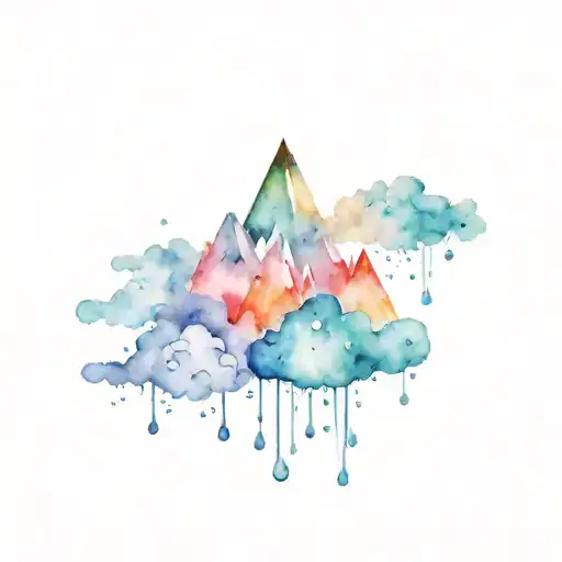 A Mountain Of Clouds And Rain Drops