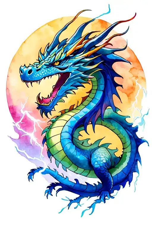 Dragon Wrapped Loosely Lightning Striking