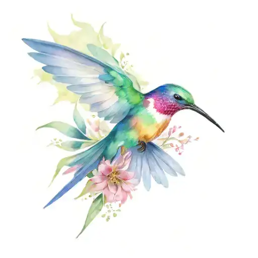 Aster And Hummingbird Flying