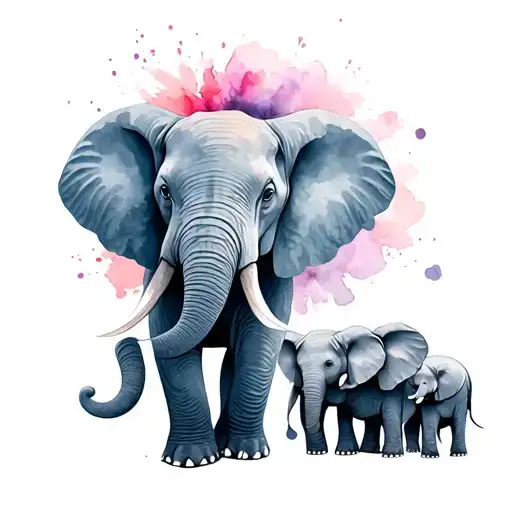 Mommy Elephant With 3 Baby Elephants