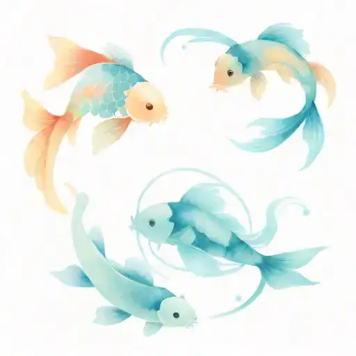 Yin Yang Peces Koi Fish Swimming Upstream
