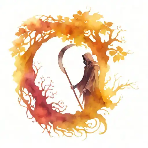 Grim Reaper And The Tree Of Life Intertwined