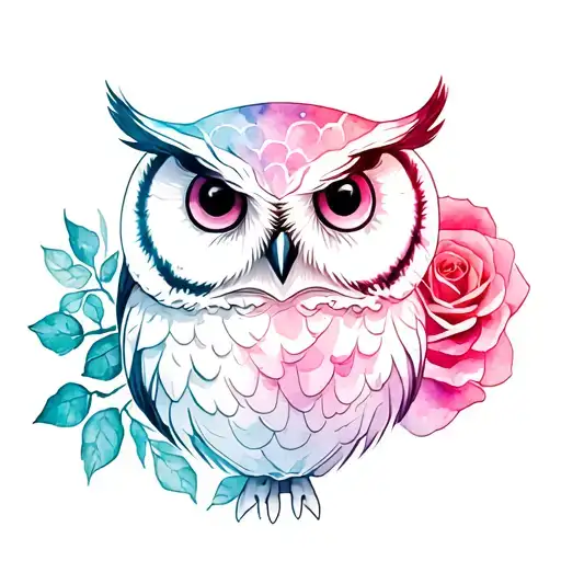 Owl On A Rose Intertwined