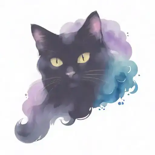 Lily Flower And Fluffy Black Cat