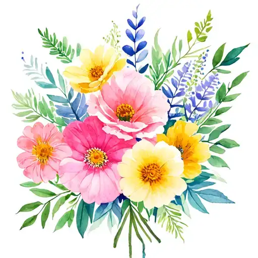 July And May Birth Flower Bouquet Tied Together With Spinabifida Ribbon