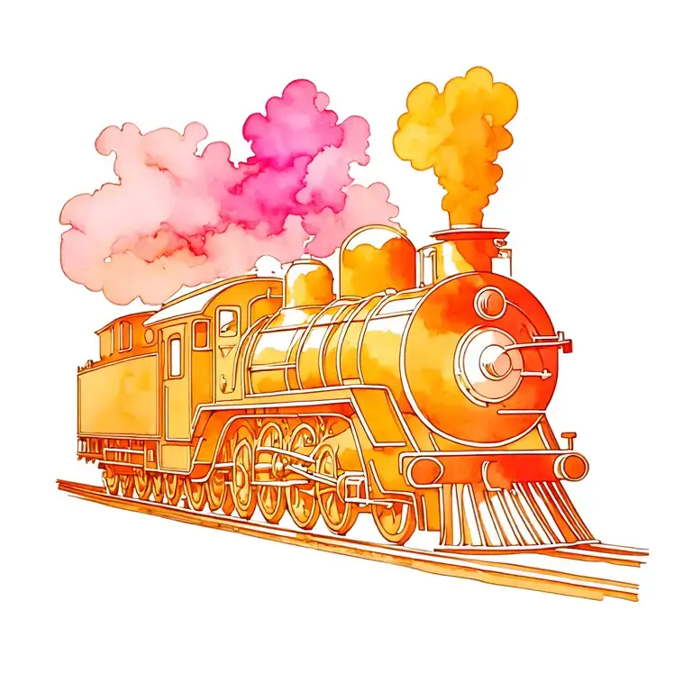 Steam Train One Line Art