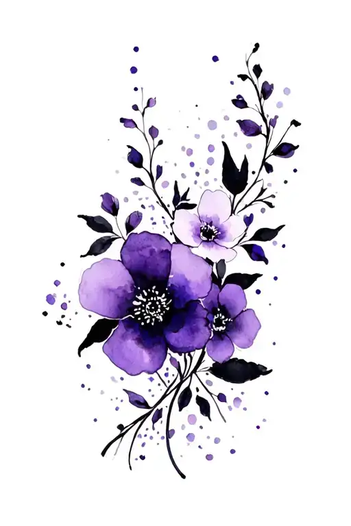Purple And Black Flowers And Vines Spreading
