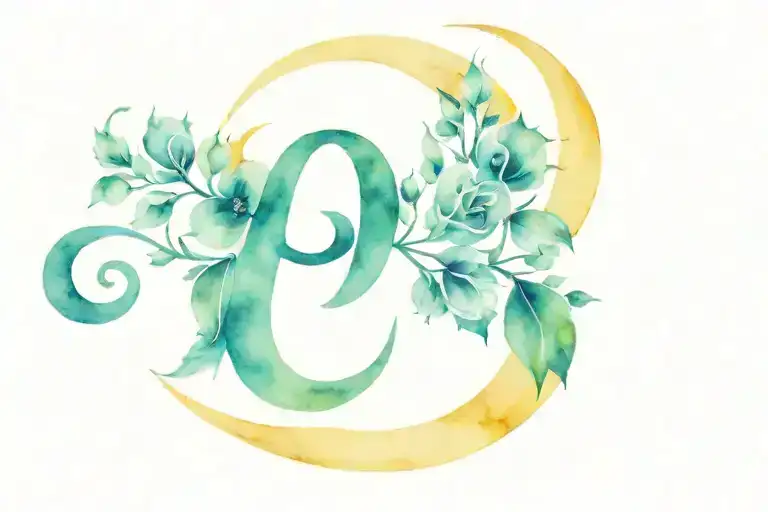 Moon With Letter P Intertwined