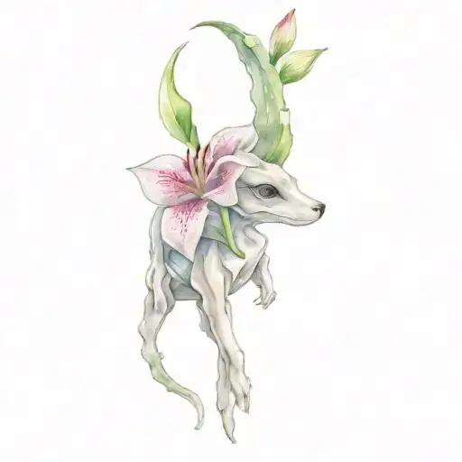 Cubone Holding Stargazer Lily Flower