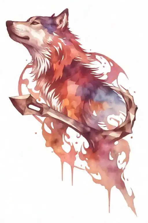 Wolf Inside Blade Axe Inspired