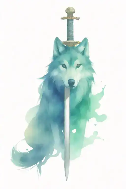 Wolf Inside Blade Sword Surrounded