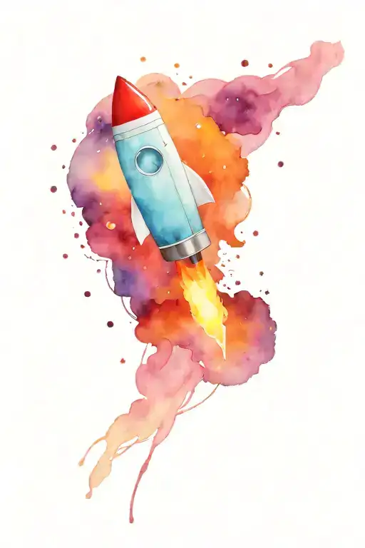 Abstract Galaxy With Rocket Flying