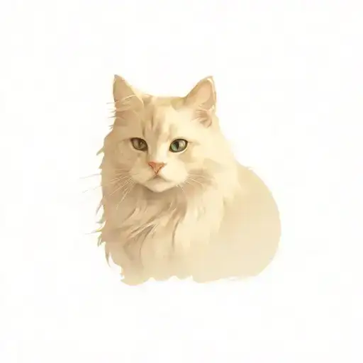 White Siberian Cat Sitting