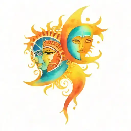 Taino Sun And Moon Merging Together