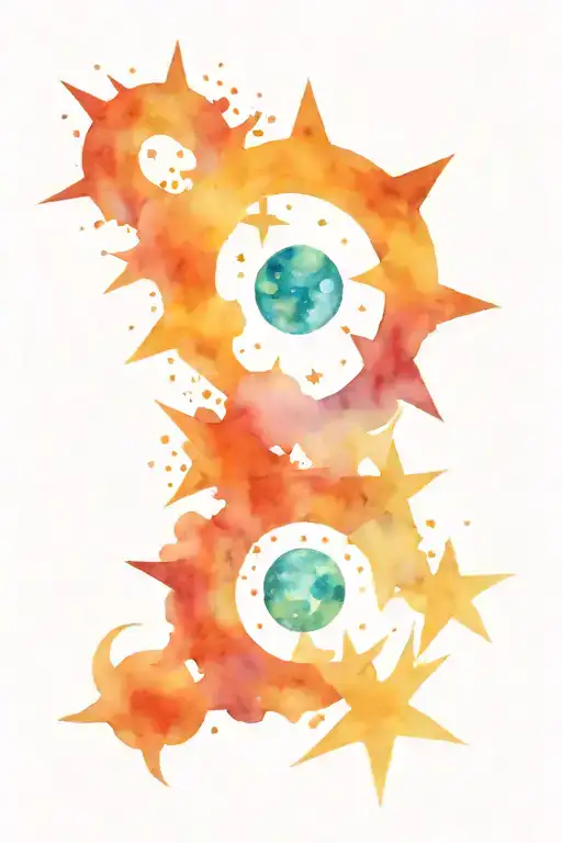 Star Sun Moon Space Surrounded