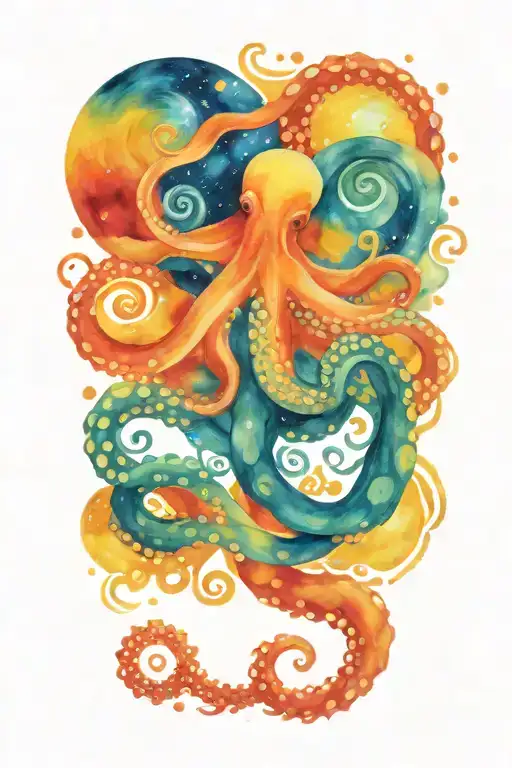 Octopus Van Gogh Starry Night Swirl