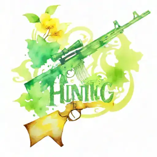 Written Annica And Hunting Rifle Morphing Colors Green And Yellow