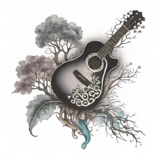 Guitar And Tree Of Life Intertwined