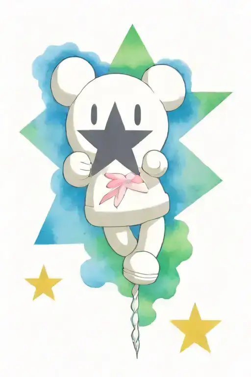 Kaws Figure And Barber Pole Star Design