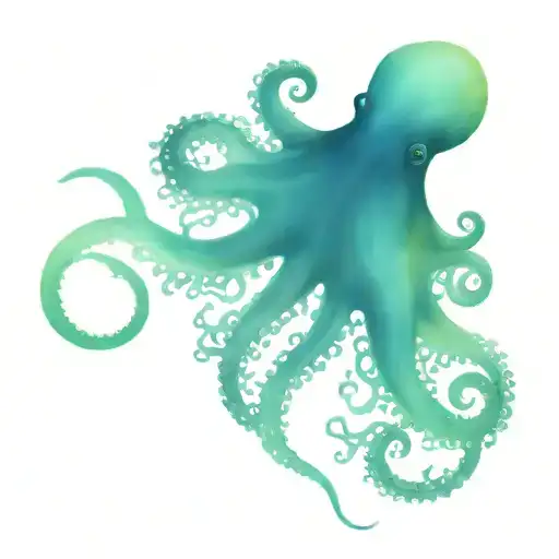 A Patagonian Octopus Made Of Calligraphy Brushstrokes Reminescent Of Ancient Chinese Tapestries