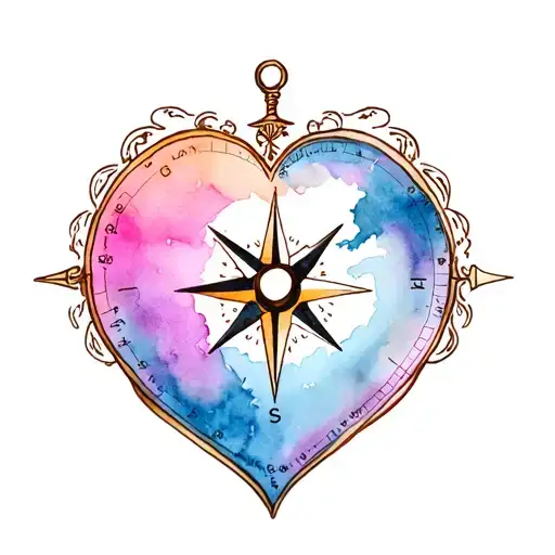 Heart Shaped Compass Pointing Nw