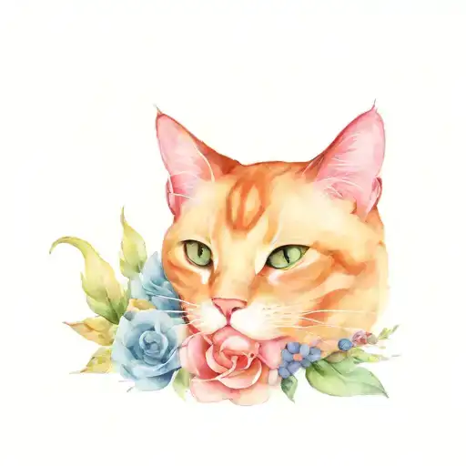 Floral Colorful With Cats
