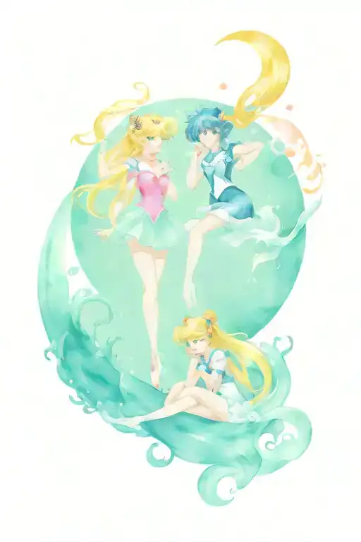 Sailor Moon Underwater With Fabius And Sebastian