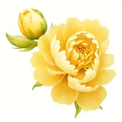 Fine Line Peony Flower Intertwined