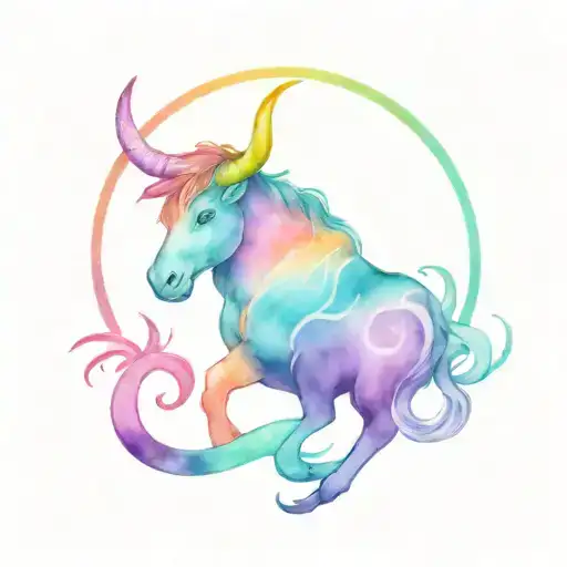 Rainbow With Virgo And Taurus Zodiac Symbol