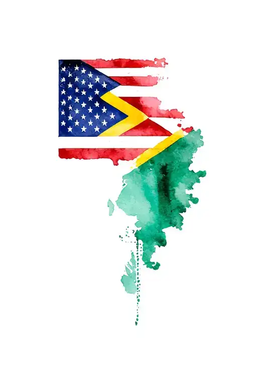 A Square Flag Half Of It The Usa Flag And Half Of It The Jamican Flag